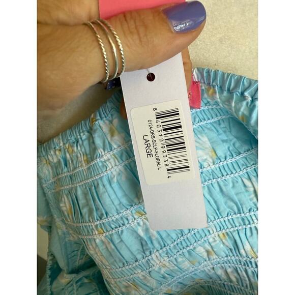 Simply southern NWT sz L puff sleeve, smock chest blue floral dress, cotton - Picture 10 of 11